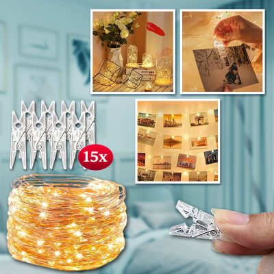 Lampy sznurkowe z klipsami do zawieszania obrazów (3 m) | PHOTOGLO