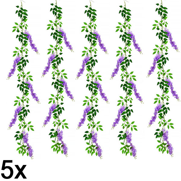5x Pnącze ze Sztycznymi Kwiatami Glicynii | WISBLOOM