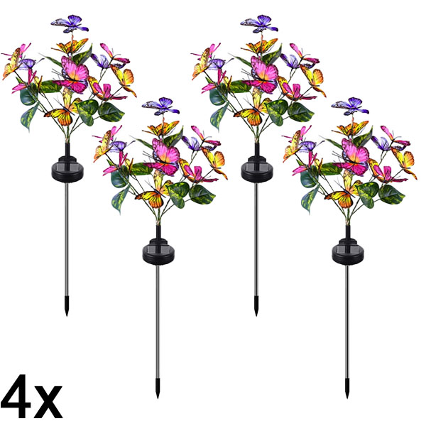 4x Zewnętrzna Lampka Solarna w Kształcie Motyli | FLUTIX